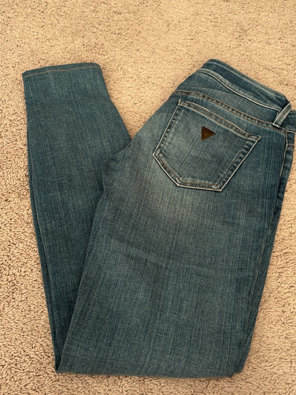 Guess Blue Skinny Jeans with Triangle Patch